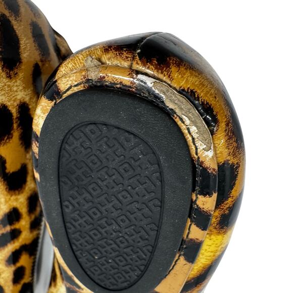 Tory Burch Minnie Leopard Print Patent Leather Travel Ballet Flats Size 7 - Picture 8 of 8